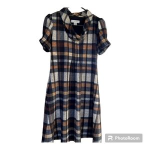 CHRISTOPHER & BANKS SIZE 6 Fall Dress Cowl Neck Plaid dress